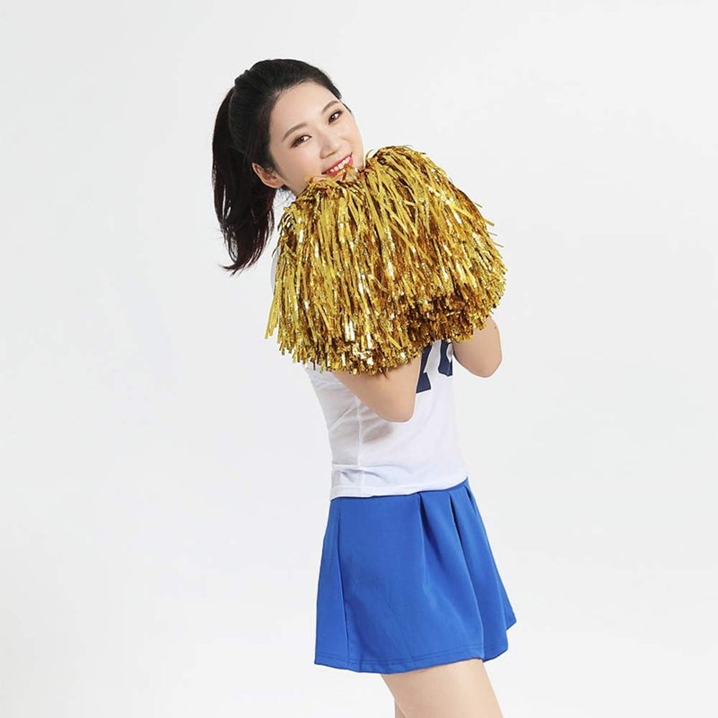 baotongle 12 PCS Cheerleading Squad Spirited Fun Poms Pompoms Cheer Costume Accessory for Party Dance Sports (Goldens) - Image 3